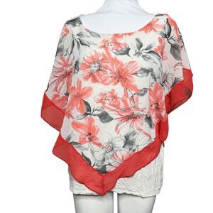 NAIF floral sheer overlay hankercheif top MEdium
